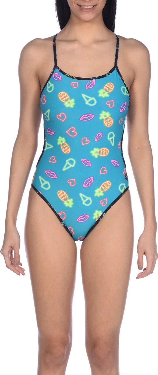 Swimsuit One Piece ARENA NEON LIGHTS REVERSIBLE Black Multi-colors 3 Swimsuit One Piece ARENA NEON LIGHTS REVERSIBLE Black Multi-colors