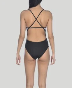 Arena Dark Floral Stripes Accelerate Back One Piece