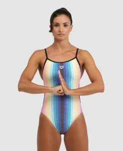 Arena Circle Stripe Lace Back One Piece